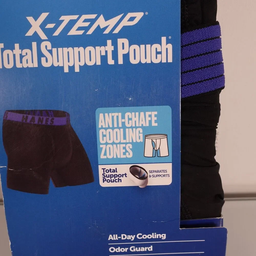 3 Pack Hanes Men's Moves X-Temp Boxer Briefs Total Support Pouch Cooling Small